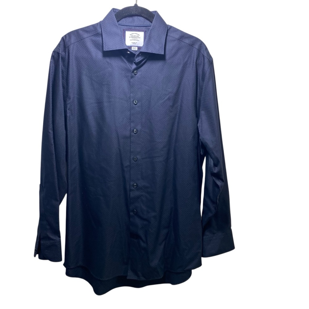 Charles Tyrwhitt Classic Non Iron Button Down Shirt 161/2 35in Long Sleeve  Navy
